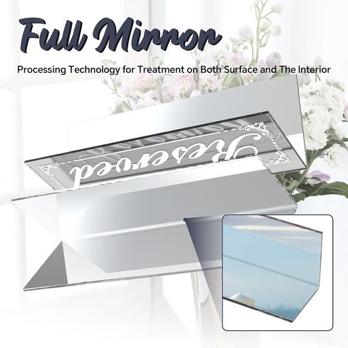 12 Pcs 6" x 2" Silver Reserved Table Signs, Mirrored Double Sided Table Tent Signs with Suede Cloth, Reservation Seat Indicators for Wedding Restaurant Party in Saudi Arabia