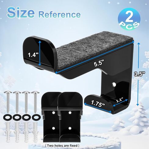 Cosmos 2 Pcs Snowboard Wall Mount Display Rack Horizontal Skateboard Wall Rack Skateboard Display Hanger Holder Clip, 2-Layer Acrylic Hanger for Storing Helmet & Knee Pad in Room Garage in Saudi Arabia