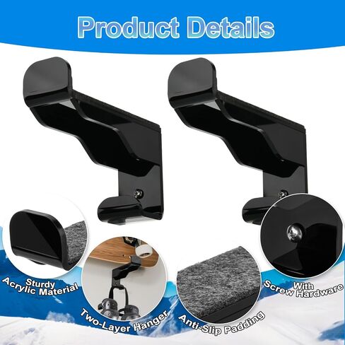 Cosmos 2 Pcs Snowboard Wall Mount Display Rack Horizontal Skateboard Wall Rack Skateboard Display Hanger Holder Clip, 2-Layer Acrylic Hanger for Storing Helmet & Knee Pad in Room Garage in Saudi Arabia
