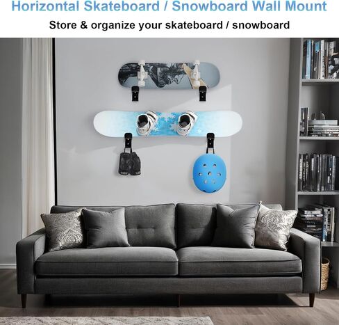 Cosmos 2 Pcs Snowboard Wall Mount Display Rack Horizontal Skateboard Wall Rack Skateboard Display Hanger Holder Clip, 2-Layer Acrylic Hanger for Storing Helmet & Knee Pad in Room Garage in Saudi Arabia