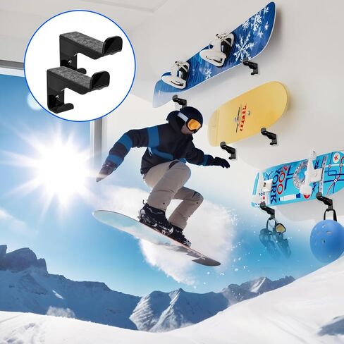 Cosmos 2 Pcs Snowboard Wall Mount Display Rack Horizontal Skateboard Wall Rack Skateboard Display Hanger Holder Clip, 2-Layer Acrylic Hanger for Storing Helmet & Knee Pad in Room Garage in Saudi Arabia