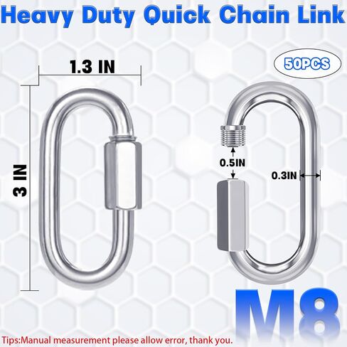 30-Pack M10 Quick Links Screw, 4Inch Threaded Quick Chain Link Connectors, 3/8" Heavy Duty Locking Carabiners, 2000 LBS Capacity Anti-Rust Chain Hooks for Towing, Swings, Shade Sails and Bird Toys in Saudi Arabia