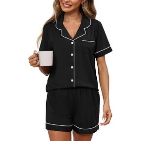 بيجامات للنساء مجموعة 2 قطعة PJ مجموعات قصيرة العروس زر النوم لأعلى in Kuwait