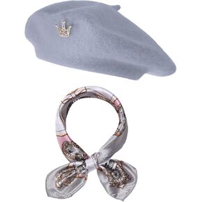 choyaxo 3pcs French Beret Hat Set Costume Accessories Set Including Beret Hat Scarf Crown Pin for Women French Themed Party in Kuwait