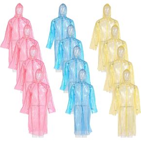 12 Pack Clear Rain Ponchos with Hood for Adults, Family, 3 Colors 51.1 Inches Emergency Raincoats in Saudi Arabia
