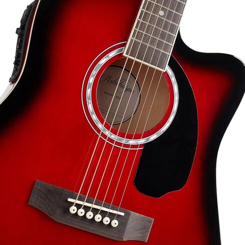 Ashthorpe Full-Size Thinline Cutaway Acoustic Electric Guitar Package with 10 Watt Amp - Black in Kuwait