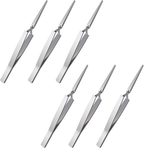 6 PCS Reverse Tweezers, Stainless Steel Craft Tweezers Precision, Model Cross Locking Scrapbook for Jewelry, Electronics, Laboratory, Model Making (Sliver) in Saudi Arabia