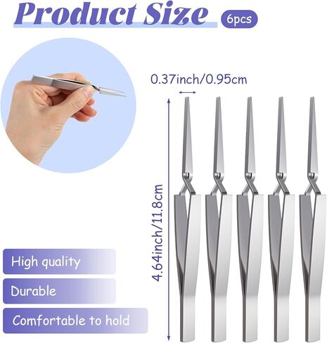 6 PCS Reverse Tweezers, Stainless Steel Craft Tweezers Precision, Model Cross Locking Scrapbook for Jewelry, Electronics, Laboratory, Model Making (Sliver) in Saudi Arabia