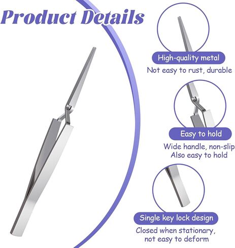 6 PCS Reverse Tweezers, Stainless Steel Craft Tweezers Precision, Model Cross Locking Scrapbook for Jewelry, Electronics, Laboratory, Model Making (Sliver) in Saudi Arabia