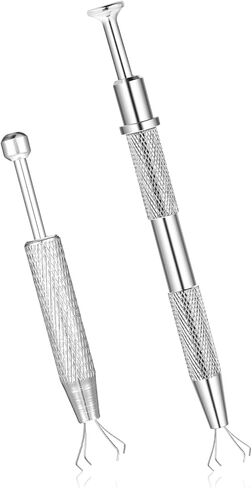 2 Pieces Stainless Steel 4-Claw Pick up Tool 4 Prongs Jeweler's Pick Up Tool for Small Parts Pickup Metal Grabber Claw Pickup Holder for IC Chip Electronic Components Nails Clamping, Silver in Saudi Arabia
