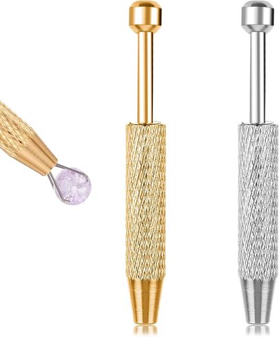 2 Pcs Jeweler's Pick up Tool, Piercing Ball Grabber Tool Mini Grabber Pen Stainless Steel 4 Prongs Claw Tweezers Pearl Grabber Pick up Tool for Electronic Component Diamond Pearls Gem (Glod, Silver) in Saudi Arabia