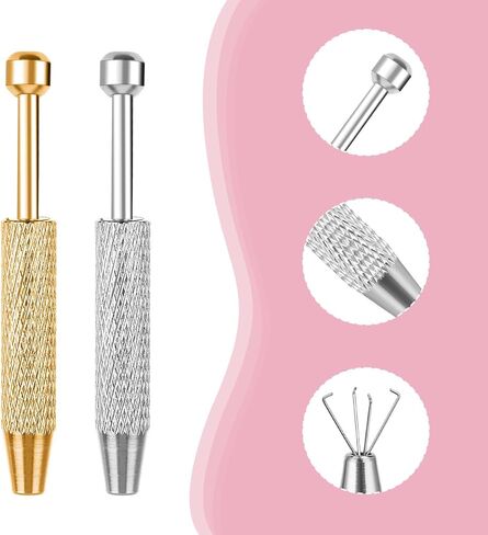 2 Pcs Jeweler's Pick up Tool, Piercing Ball Grabber Tool Mini Grabber Pen Stainless Steel 4 Prongs Claw Tweezers Pearl Grabber Pick up Tool for Electronic Component Diamond Pearls Gem (Glod, Silver) in Saudi Arabia