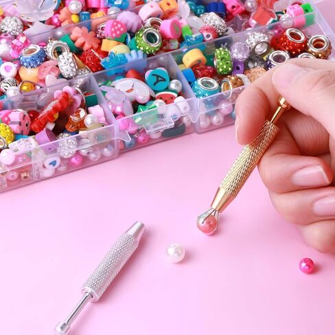2 Pcs Jeweler's Pick up Tool, Piercing Ball Grabber Tool Mini Grabber Pen Stainless Steel 4 Prongs Claw Tweezers Pearl Grabber Pick up Tool for Electronic Component Diamond Pearls Gem (Glod, Silver) in Saudi Arabia