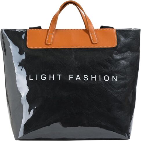 PVC Clear Tote Bag for Women, Large Plastic Tote Beach Bag, Kraft Paper Hobo Handbag Purse with Top Handle in Kuwait