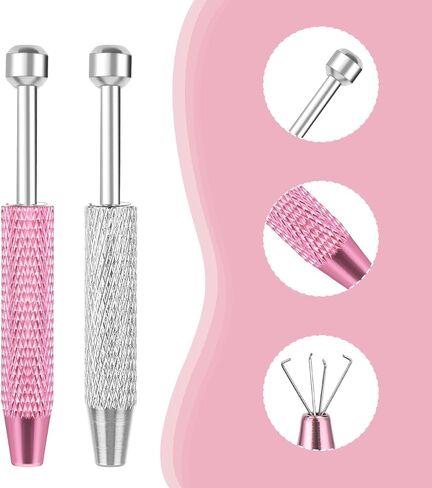 2 PCS Jewsleer's Bope Tool ، Piercing Ball Grabber Tool Mini Grabber Pen Stainless Steel 4 Prongs Claw Tweezers Pearl Grabber Tool for Electronic Component Diamond Pearls Gem (Glod ، Silver) in Kuwait
