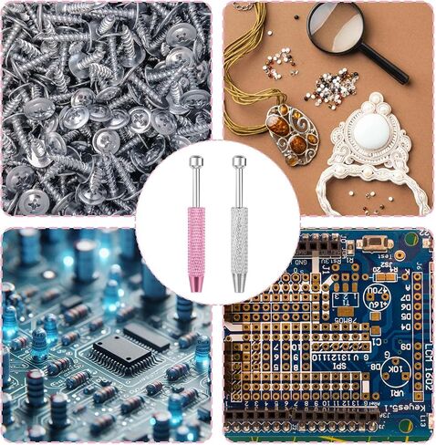 2 PCS Jewsleer's Bope Tool ، Piercing Ball Grabber Tool Mini Grabber Pen Stainless Steel 4 Prongs Claw Tweezers Pearl Grabber Tool for Electronic Component Diamond Pearls Gem (Glod ، Silver) in Kuwait