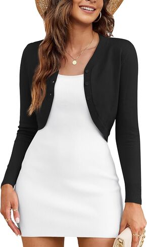 OmicGot Women's Cropped Cardigan Sweaters Long Sleeve Open Front Bolero Shrugs for Dresses S-XL in Kuwait