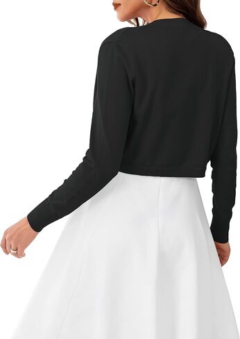 OmicGot Women's Cropped Cardigan Sweaters Long Sleeve Open Front Bolero Shrugs for Dresses S-XL in Kuwait
