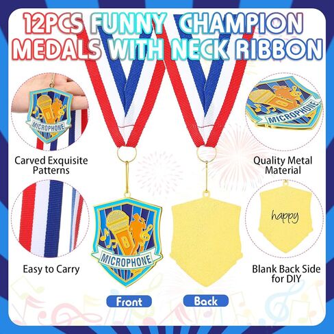12 PCS Metal Medals Bulk 2.4 Inch Funny Winner Awards with Beck Ribbons Gownofts for Comple Party Sports Partys Party Party in Kuwait