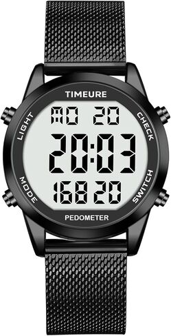 ساعة عداد الخطى للرجال مع سوار من الفولاذ المقاوم للصدأ ، خطوة العداد لا يوجد تطبيق ، لا يوجد شحن مطلوب للمشي علىور ، السعرات الحرارية ، المسافة ، المنبه ، عد التنازلي مراقبة TU-2306B Timeure in Kuwait