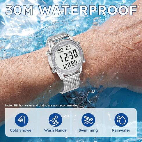 ساعة عداد الخطى للرجال مع سوار من الفولاذ المقاوم للصدأ ، خطوة العداد لا يوجد تطبيق ، لا يوجد شحن مطلوب للمشي علىور ، السعرات الحرارية ، المسافة ، المنبه ، عد التنازلي مراقبة TU-2306B Timeure in Kuwait