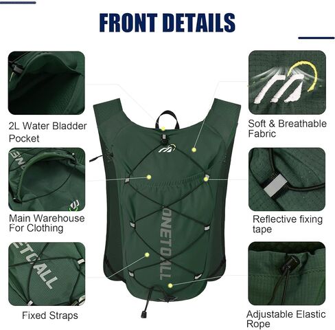 الجري للنساء والرجال ، حقيبة ظهر رطبة 150 جرام خفيفة الوزن مع المثانة المائية المقاومة للتسرب 2L ، حزمة 6L للركض ، الماراثون ، المشي لمسافات طويلة ، ركوب الدراجات ، الركض ، FIT قابل للتعديل in Kuwait