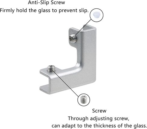 Geesatis 4Pcs L Shape Glass Fixing Clip Accessories,Aluminum Alloy,Reinforced Clip for Rimless Aquarium Shower Door Cube Glass Panel Fixing(Black) in Saudi Arabia