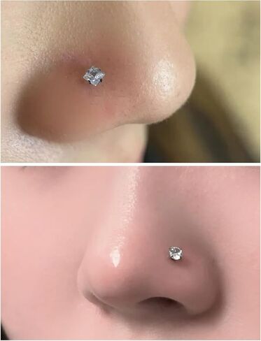 18G 20G Nose Rings Studs Piercing Jewelry For Women Men 316L Surgical Steel Round Square Heart Star Cubic Zirconia Nose Rings Studs Nostrial Piercing Jewelry For Women Men Clear Pink CZ 3mm in Saudi Arabia