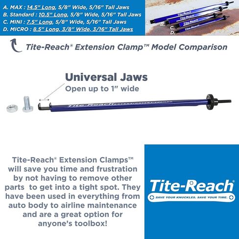 مشبك التمديد الصغير الأصلي Tite-Reach ، أنحف إصدار ، أداة mini-vise ، حامل Nut & Bolt ، مصنوع للمساحات الضيقة in Kuwait