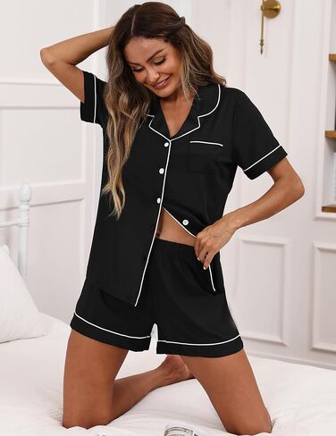 بيجامات للنساء مجموعة 2 قطعة PJ مجموعات قصيرة العروس زر النوم لأعلى in Kuwait