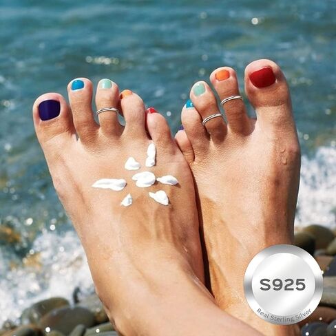 ChicSilver 925 Sterling Silver Toe Ring Minimalist Hypoallergenic Adjustable Band Ring Summer Beach Bare Foot Jewelry in Saudi Arabia