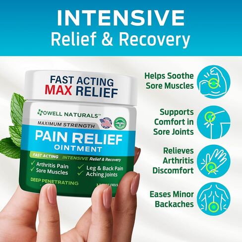 Owell Naturals Deep Penetrating Pain Relief Joint & Muscle Ointment, with Arnica and MSM, Fast Acting for Arthritis Discomfort, Sore Muscles & Stiffness, Knee, Back, 3.5 oz in Saudi Arabia