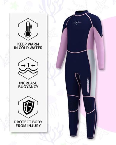 Kids Wetsuit for Boys Girls Toddlers, 3mm Back Zip Full Body Neoprene Thermal Swimsuit for Diving Swimming Water Sports in Saudi Arabia
