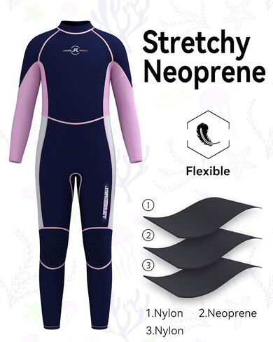 Kids Wetsuit for Boys Girls Toddlers, 3mm Back Zip Full Body Neoprene Thermal Swimsuit for Diving Swimming Water Sports in Saudi Arabia