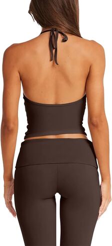 Womens Double Lined Workout Tops Backless Basic Black Crop Tank Tops Athletic Fitness Summer 2025 Adjustable Straps Camisole Sexy V Neck Slim Fit Pilates(Black,Medium) in Kuwait