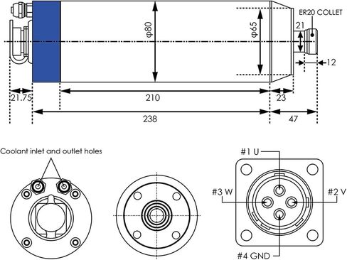 110v 220v 380v 2.2KW ER20 water-cooled spindle motor 4 bearings(Ceramic bearings,110v fast interface) in Saudi Arabia