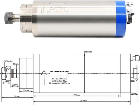 220V 380V 3.2KW ER20 4pcs Bearing 100mm 400Hz Water Cooling Spindle CNC(Steel Ball Bearing,380v) in Saudi Arabia