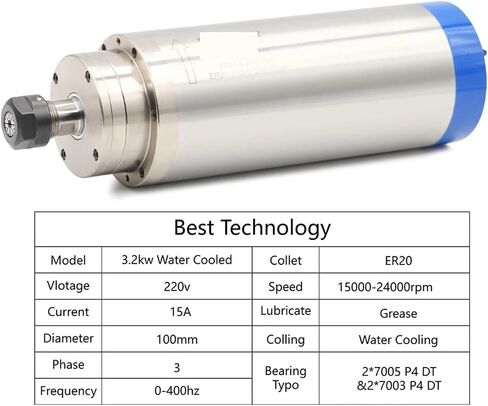 220V 380V 3.2KW ER20 4pcs Bearing 100mm 400Hz Water Cooling Spindle CNC(Steel Ball Bearing,380v) in Saudi Arabia