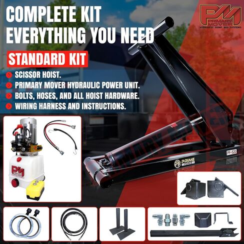 10 Ton (PF-520-k) Hydraulic Dump Trailer Scissor Hoist, Dump Kit for Pickup Truck (20,000 lb) Lift Dump Bed Kit with 12VDC Hydraulic Pump | Standard Kit | Suitable for Trailer Trucks in Saudi Arabia