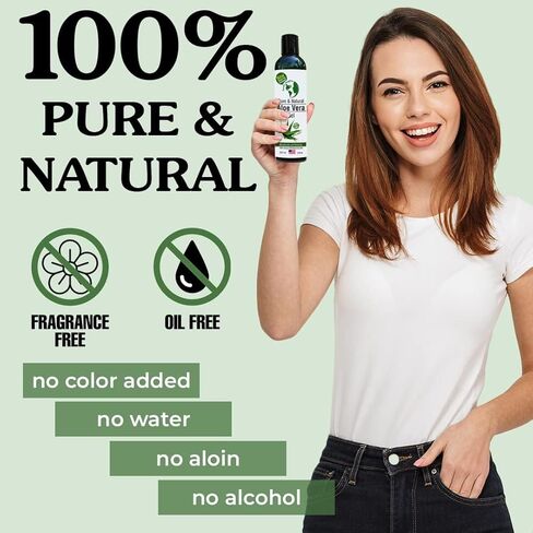 Earth's Daughter Organic Aloe Vera Gel from 100% Pure and Natural Cold Pressed Aloe - Great for Face - Hair- Sunburn - Bug Bites - 8 oz Soothes and Hydrates Skin, Non Greasy, Absorbs Quickly into Your Skin in Kuwait