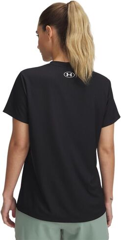 Under Under Armor Women Tech Ribbed Sleeve Crew ، (001) أسود / / أبيض ، كبير in Saudi Arabia
