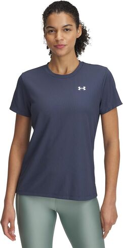 Under Armour Women's Tech Ribbed Short Sleeve Crew, (001) Black / / White, Large in Saudi Arabia