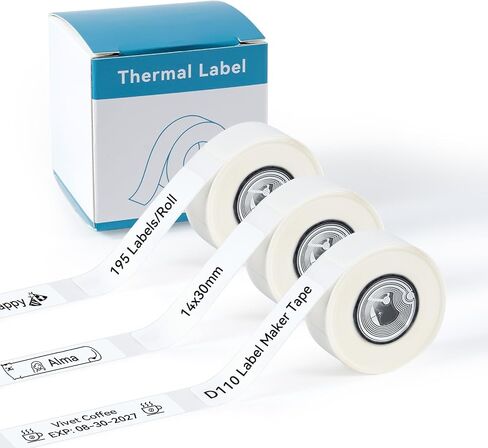 D110 Label Maker Tape Compatible with NIIMBOT D11/D110/D101 Label Maker, Adapted Label Paper, 14x50mm (0.55"x1.97"), Standard Laminated Office Labeling Tape, 125 Tapes/Roll, 3-Roll, White in Saudi Arabia