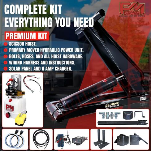 10 Ton (PF-520-k) Hydraulic Dump Trailer Scissor Hoist, Dump Kit for Pickup Truck (20,000 lb) Lift Dump Bed Kit with 12VDC Hydraulic Pump | Standard Kit | Suitable for Trailer Trucks in Saudi Arabia