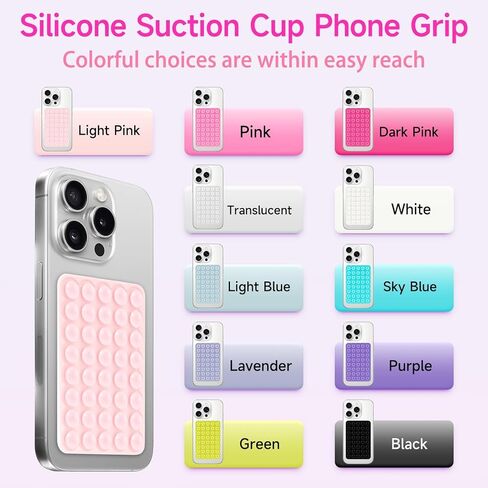 Silicone Suction Phone Case Mount, Non Slip Suction Cup Phone Mount, Phone Accessories Holder for Selfies and Videos, Silicon Adhesive Phone Stand Sticky for Cell Phone Translucent in Saudi Arabia
