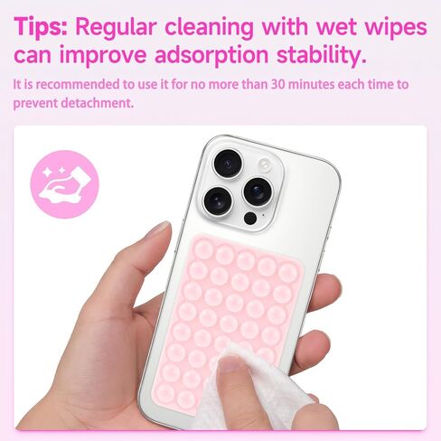 Silicone Suction Phone Case Mount, Non Slip Suction Cup Phone Mount, Phone Accessories Holder for Selfies and Videos, Silicon Adhesive Phone Stand Sticky for Cell Phone Translucent in Saudi Arabia