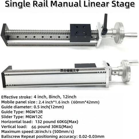 Manual Linear Rail Guide Slide Stage 4 inch 100mm 0.02mm Repeat Positioning Accuracy C7 Ballscrew 1605 XY Axis Positioning Table Translation Displacement Station with W/Handwheel Ruler and Base in Kuwait