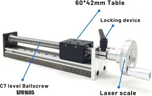 Manual Linear Rail Guide Slide Stage 4 inch 100mm 0.02mm Repeat Positioning Accuracy C7 Ballscrew 1605 XY Axis Positioning Table Translation Displacement Station with W/Handwheel Ruler and Base in Kuwait