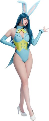Women's Bunny Costume Easter Bunny Girl Bodysuit Rabbit One-Piece Jumpsuit Lingerie Set with Headband in Saudi Arabia