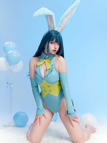 Women's Bunny Costume Easter Bunny Girl Bodysuit Rabbit One-Piece Jumpsuit Lingerie Set with Headband in Saudi Arabia